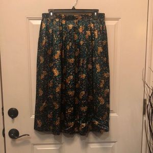 Russ Green Floral Silk  Midi Skirt